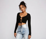 Trendy Twist Front Brushed Knit Crop Top