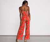 Tropical Floral Sleeveless Wide Leg Jumpsuit