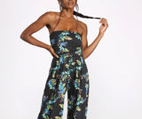 Tropical Floral Sleeveless Wide Leg Jumpsuit