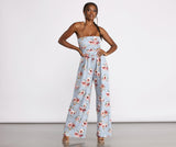 Tropical Floral Sleeveless Wide Leg Jumpsuit