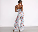 Tropical Floral Sleeveless Wide Leg Jumpsuit