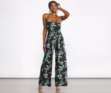 Tropical Floral Sleeveless Wide Leg Jumpsuit