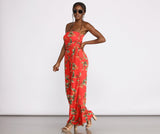 Tropical Floral Sleeveless Wide Leg Jumpsuit