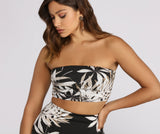 Tropical Palm Leaf Tube Top