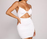 Twist And Pose Ruched Mini Dress