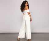 Vacay Bound Off The Shoulder Smocked Jumpsuit