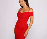 Valeria Formal Off The Shoulder Crepe Midi Dress