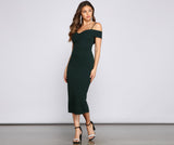 Valeria Formal Off The Shoulder Crepe Midi Dress