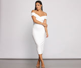 Valeria Formal Off The Shoulder Crepe Midi Dress