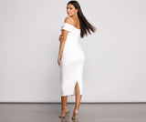 Valeria Formal Off The Shoulder Crepe Midi Dress