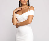 Valeria Formal Off The Shoulder Crepe Midi Dress