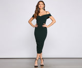 Valeria Formal Off The Shoulder Crepe Midi Dress