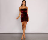 Velvet Stunner Ruched Mini Dress