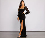 Veronica Front Slit Crepe Formal Dress