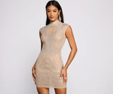 Vicky Heat Stone Mesh Mini Dress