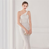 Victoria Formal One-Shoulder Sequined Fishtail Dress