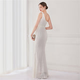 Victoria Formal One-Shoulder Sequined Fishtail Dress