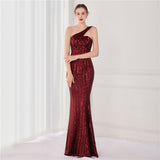 Victoria Formal One-Shoulder Sequined Fishtail Dress