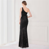 Victoria Formal One-Shoulder Sequined Fishtail Dress