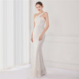 Victoria Formal One-Shoulder Sequined Fishtail Dress