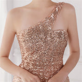 Victoria Formal One-Shoulder Sequined Fishtail Dress