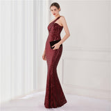 Victoria Formal One-Shoulder Sequined Fishtail Dress