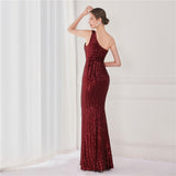 Victoria Formal One-Shoulder Sequined Fishtail Dress