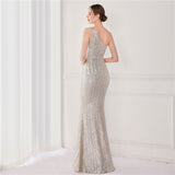 Victoria Formal One-Shoulder Sequined Fishtail Dress