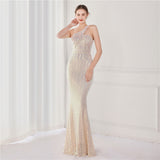 Victoria Formal One-Shoulder Sequined Fishtail Dress