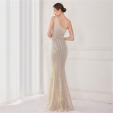 Victoria Formal One-Shoulder Sequined Fishtail Dress