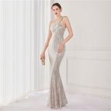 Victoria Formal One-Shoulder Sequined Fishtail Dress