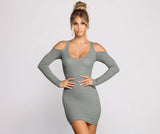 What's The Scoop Cutout Ribbed Knit Mini Dress