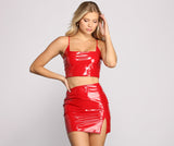 Wicked Games Faux Patent Leather Crop Top