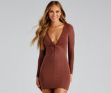 With A Twist Long Sleeve Mini Dress