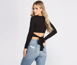 Wrap Waist Ribbed Crop Top