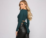 Wrap Waist Ribbed Crop Top