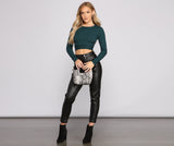 Wrap Waist Ribbed Crop Top