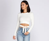 Wrap Waist Ribbed Crop Top