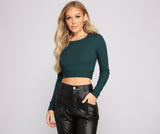 Wrap Waist Ribbed Crop Top