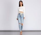 Wrap Waist Ribbed Crop Top