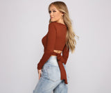 Wrap Waist Ribbed Crop Top