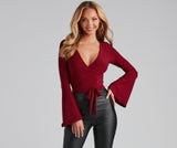 Wrapped In Chic Bell Sleeve Top