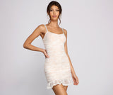 Wrapped In Lace Ruched Mini Dress