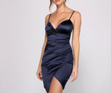 Wrapped In Sleek Satin Mini Dress