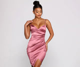 Wrapped In Sleek Satin Mini Dress