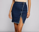 Wrapped In Styled Frayed Denim Skirt