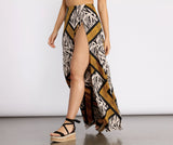 Zebra Print High Slit Maxi Skirt