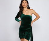 Zhuri Formal One Shoulder Velvet Dress