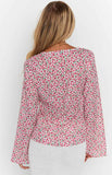 Zoey Pink Floral Tie Long Sleeve Top