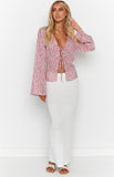 Zoey Pink Floral Tie Long Sleeve Top